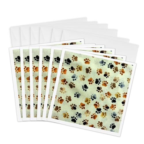 Cartes de vœux petits pattes 3dRose anti-bavure | Lot de 6 pour écrire sans rature au format 15cm