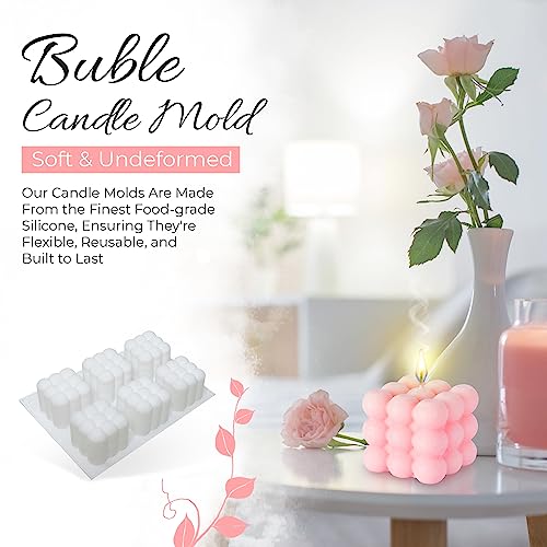 6 Cavity Bubble Candle Mold, Very Cute Silicone Mold With 3 Meter Wick Roll Included For Candle Making, Soap Mold For Soap Making #TOP3