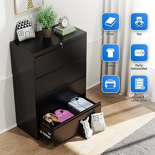 Greenvelly 4 Drawer Lateral File Cabinet With Lock, Locking Filing Cabinet, Metal Steel File Drawers Cabinet For Home Office thumb #6