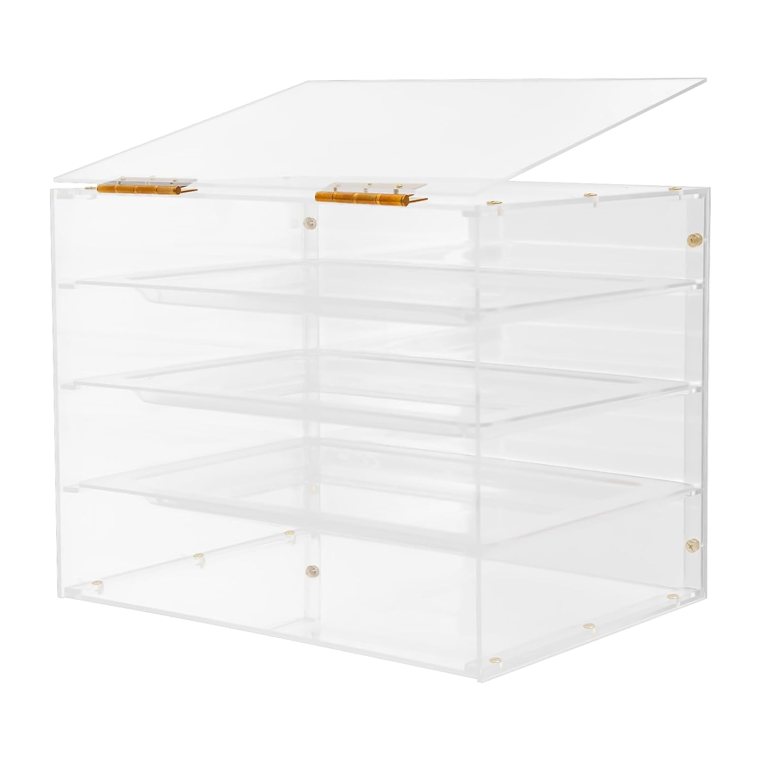 3-Tier Acrylic Pastry Display Case, 15.75x12x12.6 in Commercial Countertop Bakery Showcase with 3 Removable Trays and Flip-Up Door, Cookie Display Cabinet for Restaurants, Cafes
