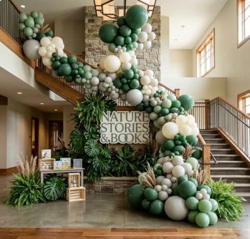 Image of Pastel Green Balloon Garland Kit Different Sizes Double Stuffed Balloons Latex Sage Balloon Jungle Green Arch For Birthday Safari Baby Shower Gender Reveal Bridal Boho Party