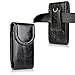 iPhone 8 Plus 11 Pro Max Holster Case, kiwitatá Vertical PU Leather Cellphone Belt Holster Carrying Pouch Holder Sleeve for iPhone Xs Max 7 Plus 6S Plus Galaxy S8+ (Fits Clear Case On) Black