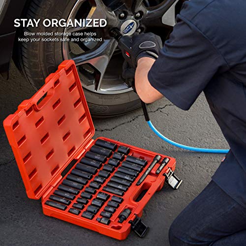 image for NEIKO 02440A 3/8-Inch-Drive Impact Socket Set, SAE Sizes 5/16