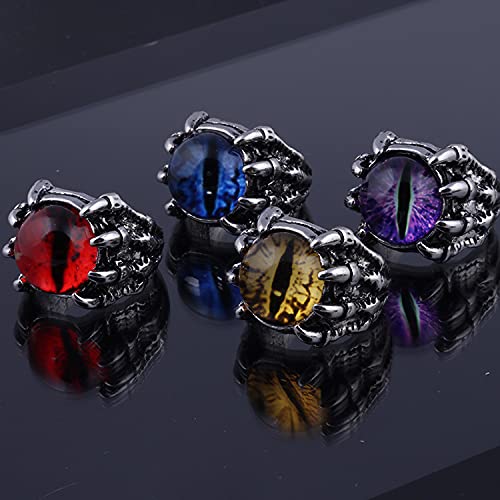 Gothic Stainless Steel Evil Eye Rings Vintage Biker Punk Dragon Claw Gem Stone Ring2