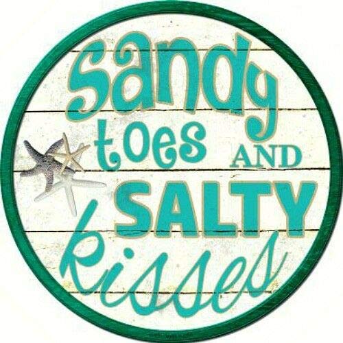 Sandy Toes & Salty Kisses 12" Round Metal Sign Tropical Beach Home Decor #TOP18