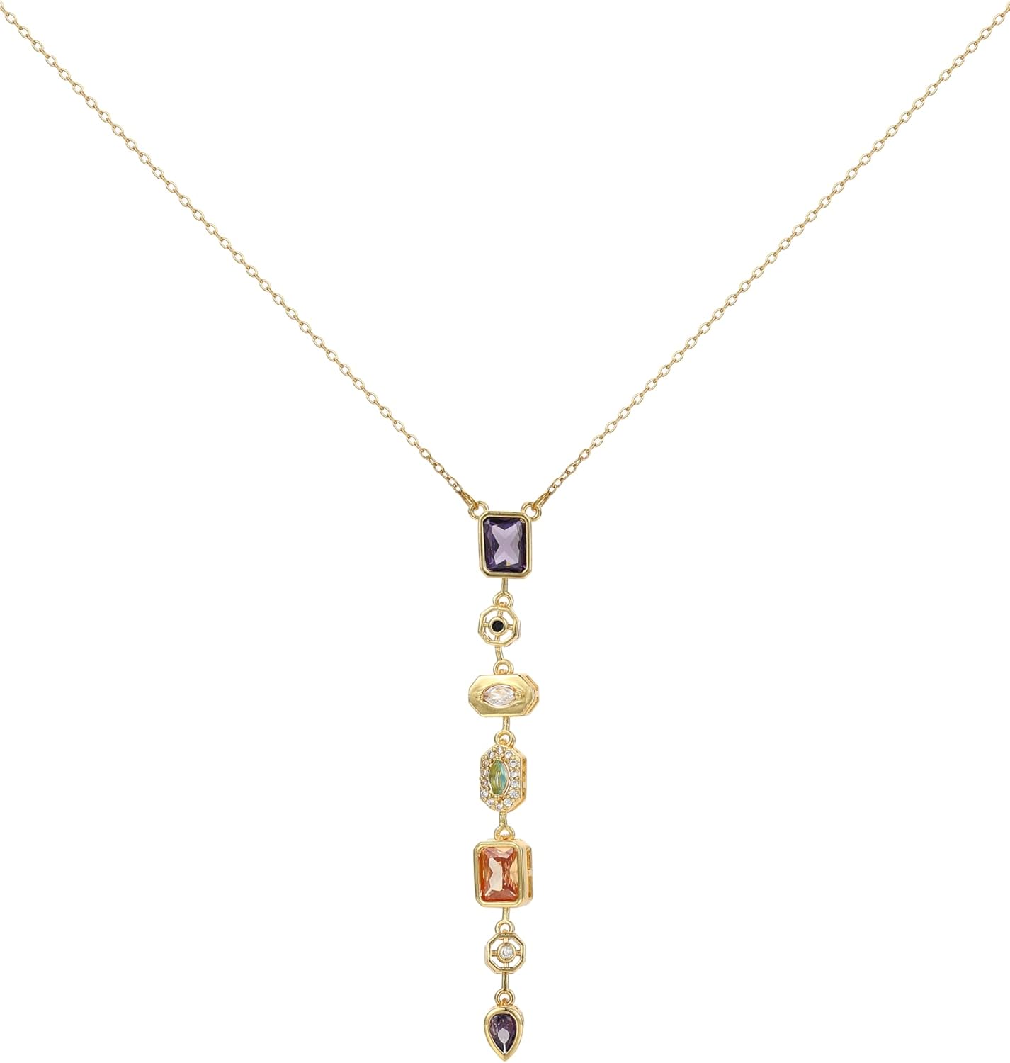 14K Gold Plated Seven Chakra Stone Pendant Necklace, Pave Chakra Yoga Jewelry, Boho Rustic Necklace for Women, Ideal Gift for Her, Christmas Gift