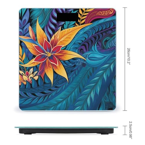 Báscula digital de baño con diseño hojas tropicales miniatura 2