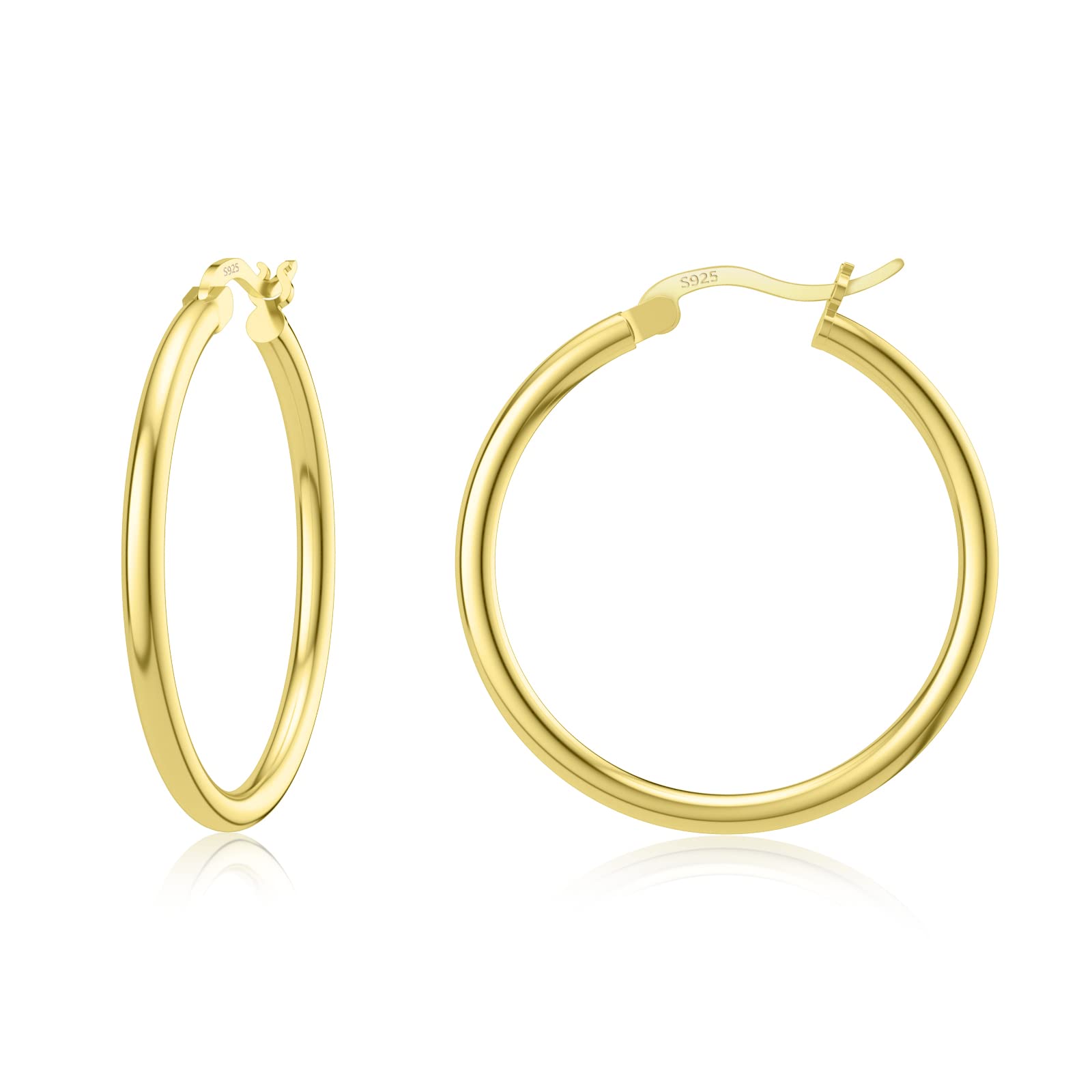 JIAYIQI Sterling Silver Hoop Earrings 18K White Gold Plated Silver Circle Endless Earrings Hoops Jewelry Lightweight Hoop Earring for Women Diameter