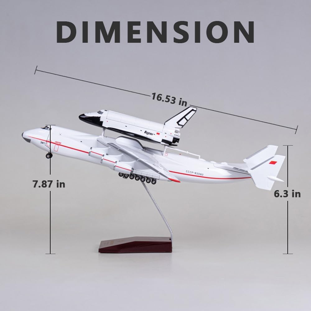 Large Model Airplane, 1/200 Ukraine Antonov 225 Model Airplane, Resin Aircraft Model Transport Airplane Model for Aircraft Enthusiasts Collection and Home Office Desk Decor (An-225+Spacecraft)