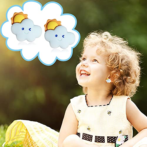 Spiritlele 12 Pairs Bunny Cartoon Magnetic Earrings Set Resin Clip On Non Piercing Fake Earrings For Women Girls #TOP2