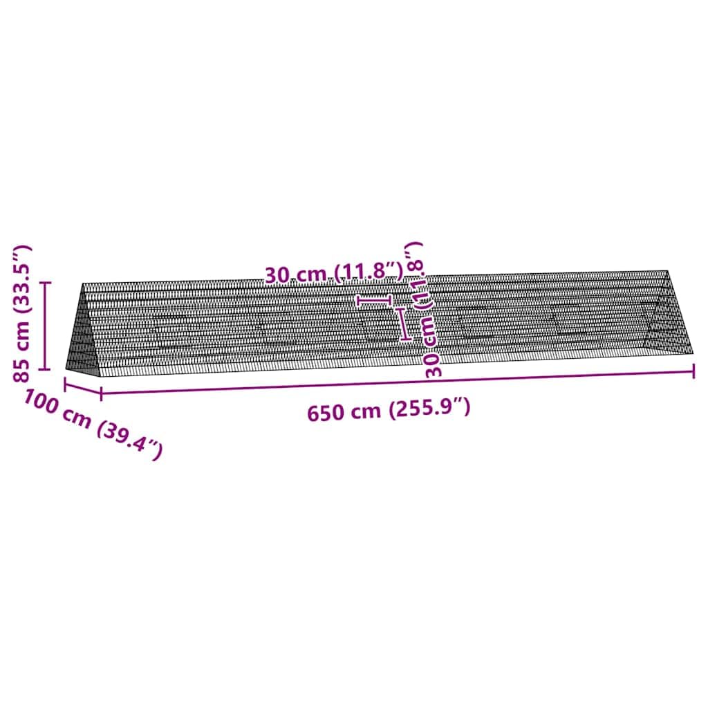 Jaula para conejos de acero galvanizado, 650 x 100 x 85 cm, resistente a la intemperie, resistente, para conejos, cobayas, hurones, erizos, terrarios, pajareras, con rejilla y cubierta