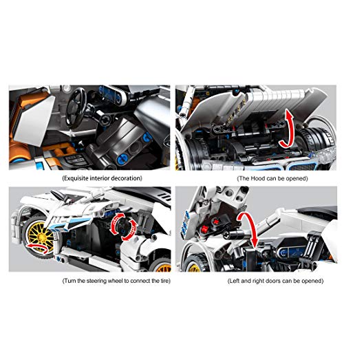 Foxcm Technik Sportwagen für BMW I8, Technic Auto Modellbausatz, 1200 Teile Bausteine Kompatibel mit Lego Technik – Bild 5