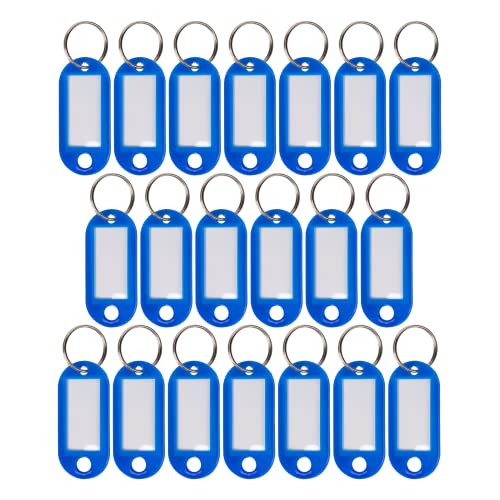 WINTEX Llaveros plastico con etiqueta - Set de 20x llavero identificador llaves - Etiquetas llaves personalizables para apartamentos casas oficina taller bicicleta - Azul