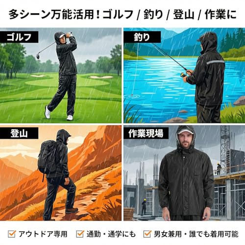 レインウェア メンズ レインスーツ 上下セット - 画像 4