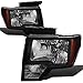 For Ford F-150 12th Gen Pair of Black Housing Amber Corner Headlight Lamps Lighting Kit