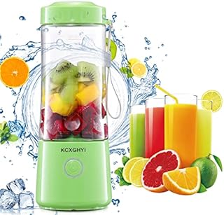 Portable blender USB rechargeable, personal size blender, for milkshakes, powerful cutting force of six blades, 13.5 oz mini juicer cup, for sports, travel and outdoor (GREEN)