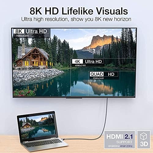 8K HDMI 2.1 Certified Cable, Ultra 48Gbps HDMI Cable with 8K@60Hz, 4K@120/144Hz, HDR, G-SYNC, FreeSync, eARC, Dolby, HDCP 2.3 for PC, Projector, PS5, Xbox, Apple TV, Soundbar, Samsung/Sony/LG TV (3M)
