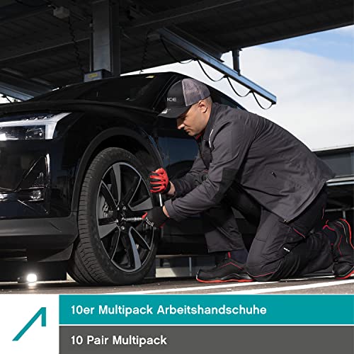 Foto von ACE Blaze Arbeits-Handschuh - 10 Paar bequeme, robuste Allround-Schutz-Handschuhe für die Arbeit - 08/M (10er Pack)