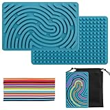 Sensorik Activity Board Silikon 17x11cm/6.7x4.3zoll Doppelseitiges Montessori Spielzeug mit 20 Elastischen Strings & Reisetasche Beruhigendes Sensory Toy zur Förderung von Motorik Konzentration Stress