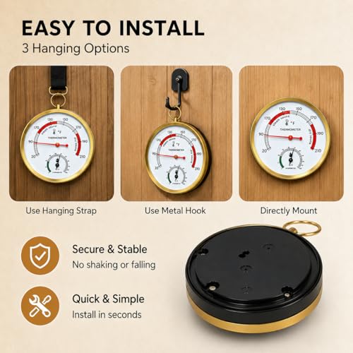 Sauna Thermometer and Hygrometer, Precision Temperature & Humidity Gauge for Portable Steam Sauna Box, Home Infrared Indoor Use Essential Accessory for Enthusiasts — view 6