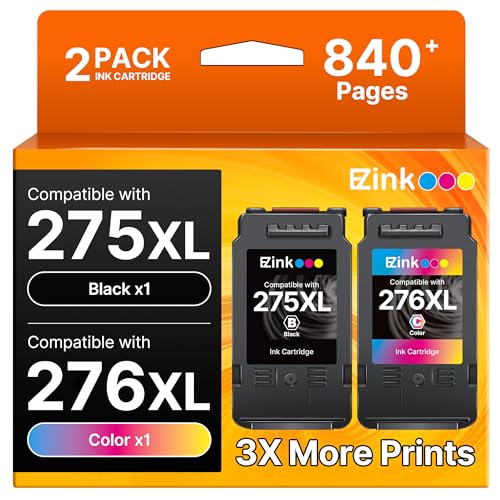 PG-275XL/CL-276XL Ink Cartridge Replacement for Canon 275 and 276 Ink Cartridges for Canon Ink 275 276 for Canon Printers PIXMA TS3520 TS3522 TS3720 TS3722 TR4720 TR4722 TR4723 (2 Pack)