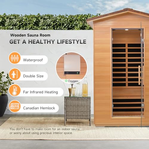 Image of Outdoor Sauna Far Infrared Saunas Dry Sauna Room 120V 20A Canadian Hemlock