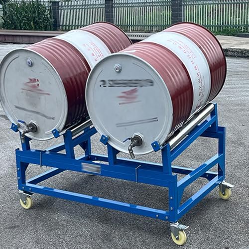 Heavy Duty Drum Cradle with Wheels - Steel Dispensing Stand for Workshops & Garages, Durable Drum Handling Solution for Easy Transport & Storage