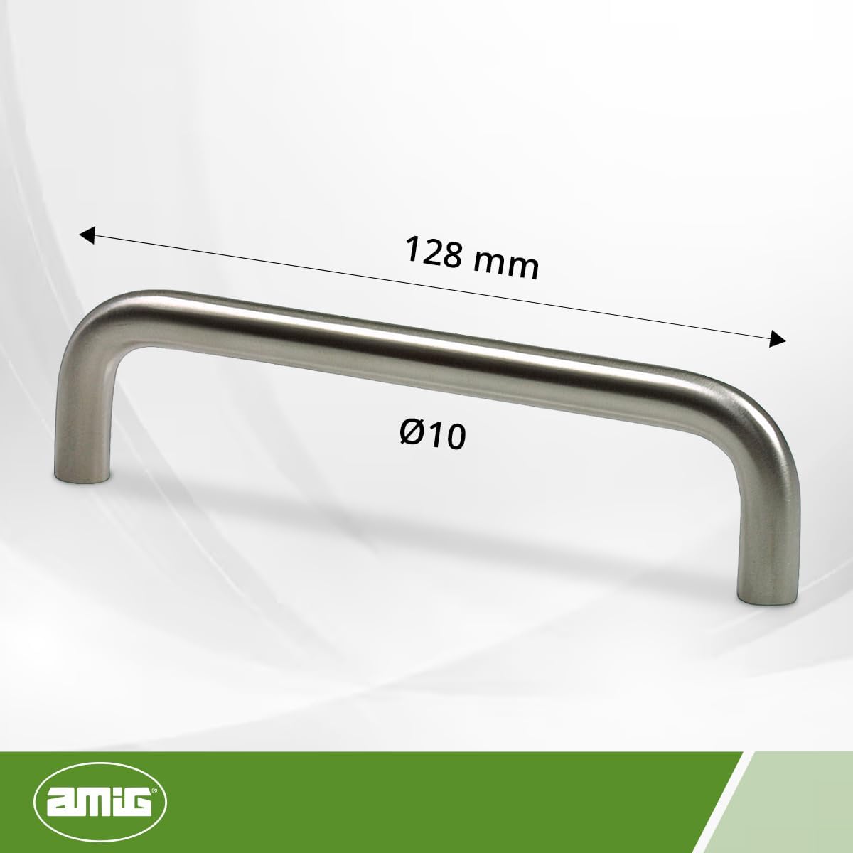 Amig - Furniture Handle - 18/8 Stainless Steel - Matt - Ø10 x 128 mm - Strong and Durable - Easy to Install - Modern and Elegant