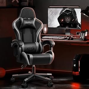 Onegame gaming chair ergonomic computer gamer chair racing style swivel office desk chair adjustable high back with lumbar support blackgray  urban country home decor