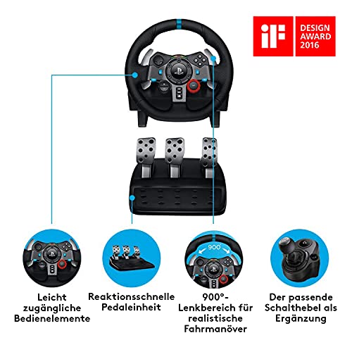 Logitech G29 Driving Force Gaming Rennlenkrad, Zweimotoriges Force Feedback, 900° Lenkbereich, Racing Leder-Lenkrad, Verstellbare Edelstahl Bodenpedale, für PS5, PS4, PC, Mac - Schwarz - Image 7