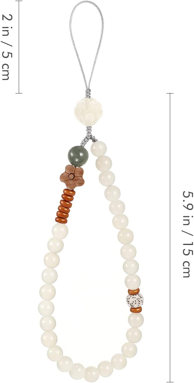 UKCOCO Phone Wrist Strap Buddha Beads Mobile Phone Strap Lanyard Keychain Hanging Pendant Chinese Style Phone Wrist Rope (Random colors of flowers)