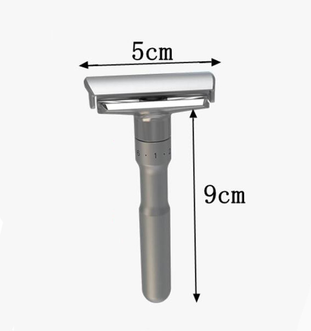 Men Adjustable Double Edge Shaving Safety Razor Shaver + 5x Blades Zinc Alloy