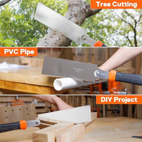 JORGENSEN Japanese Pull Saw, 10 Inch Pro Double Edge Hand Saw - SK5 Flexible Replaceable Blade, 7-12 & 18 TPI Flush Cut Blade, Japanese Handsaw for Hardwood & Softwood Woodworking, Wood Trim - Image 9