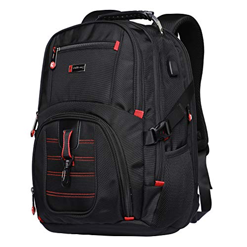 Yuheng Extra Large Backpack Big College 17 Inch Laptop Bag with USB Charging Port Men Women for Travel Business Hiking School Black