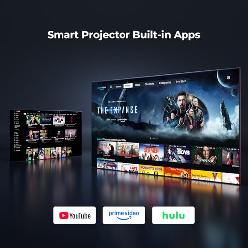 Image of [Built-in Apps] Mini Projector with WiFi and Bluetooth, 4K 1080P Support | Android 14 Smart Portable Projector, Auto Keystone, Compatibile with Smartphone /Laptop /HDMI /USB, Movie Projector for Bedroom