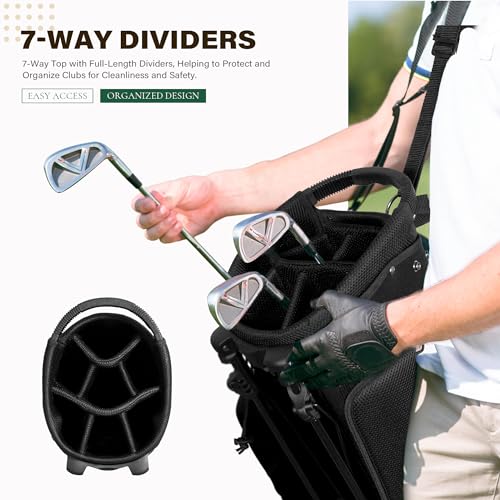 UNIHIMAL Golf Stand Bag review - 7-Way Top Dividers Lightweight Stand Bag (Black) Image 2