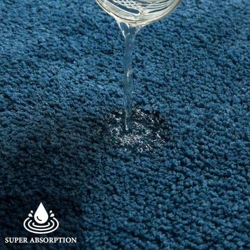 Image of Premium Antiskid Shaggy Carpet /Rug Plain Fur Rectangular Rugs,Soft Microfiber for Bedroom,Living Room,Kids Room,Hall etc (Navy, 1.5x4 Feet)