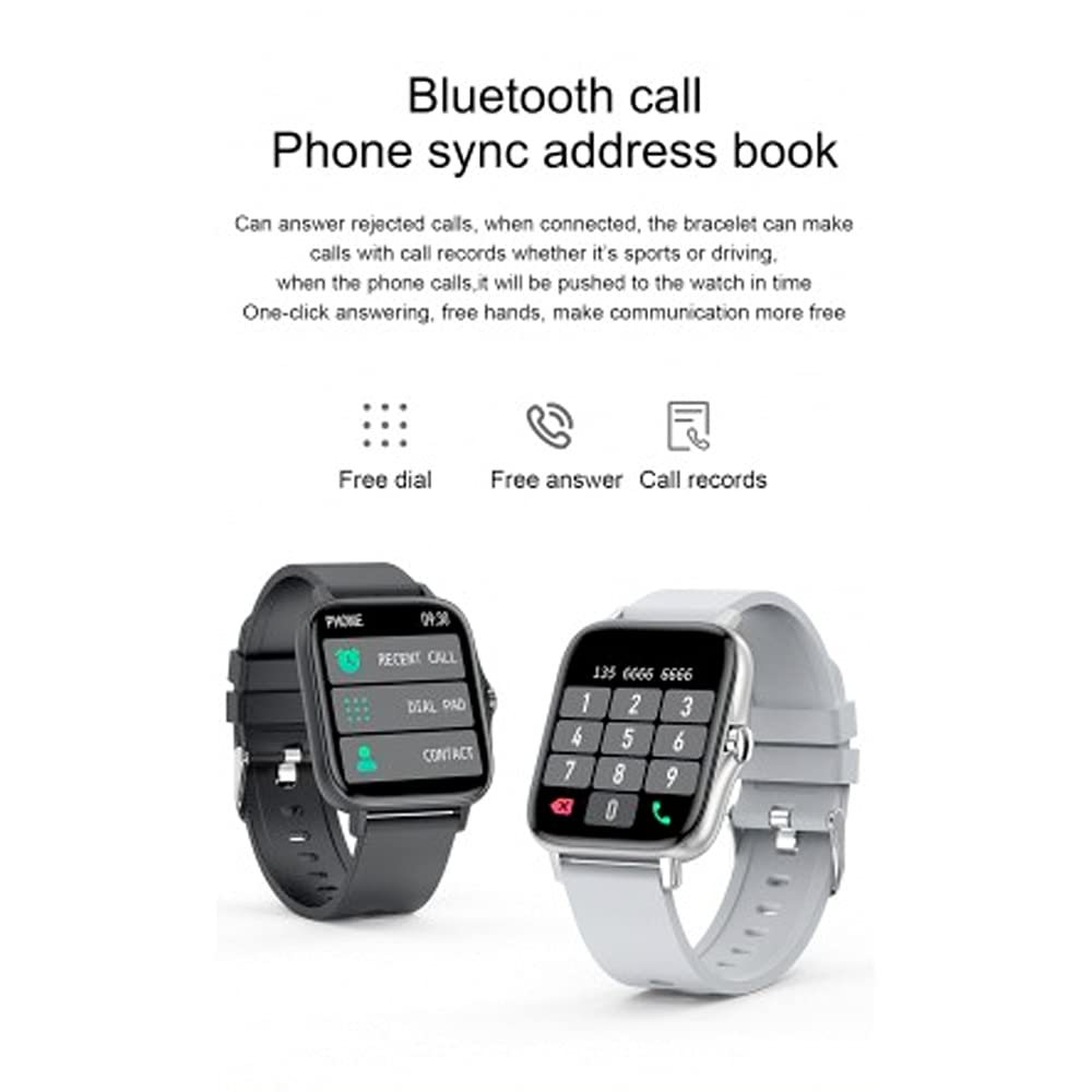 DCU TECNOLOGIC Montre Intelligente Moderne | Appels | Notifications et appels | 8 Modes de Sport | IP67 | 2 Bracelets Inclus en Silicone Noir + Silicone Bleu Marine