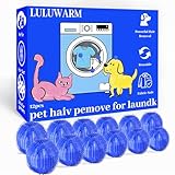 12 PCS Pet Hair Remover for Laundry, Reusable Dog & Cat Hair Remover Tool, Effectively Captures Pet Hair & Dander from Fabrics, Fits Washing Machine & Dishwasher