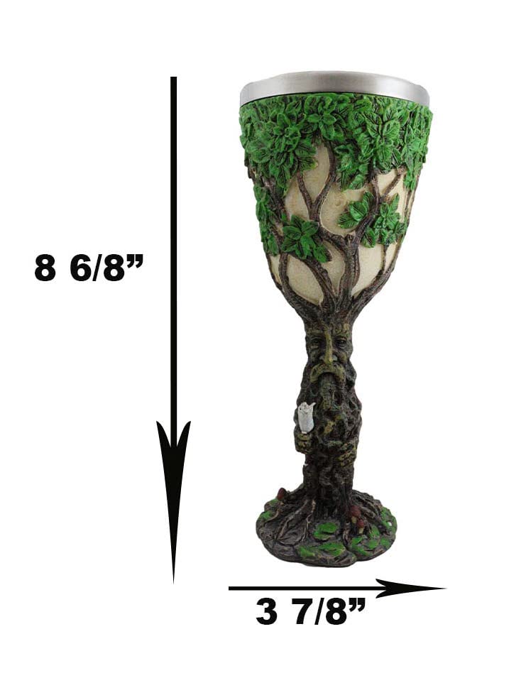 Ebros Gift Myths And Legends Forest Spirit Greenman Ent Deity With Sprouting Tree Of Life Sculptural Wine Goblet Chalice Cup Figurine 6oz
