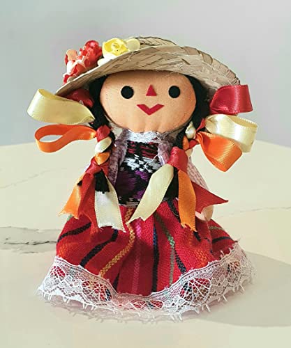 Muñeca de trapo tradicional mexicana de 7 pulgadas miniatura 4