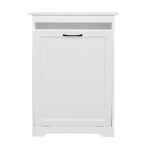 Miniatura 8 de Armario de basura con ángulos inclinados ajustables, soporte de cubo de basura de cocina para cocina, sala de estar y balcón, color blanco
