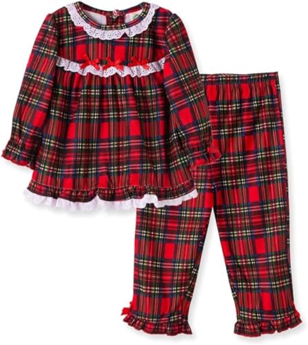 Little Me Clothes for Baby Girls' Christmas Holiday Plaid 2-Piece Pajamas (US, Numeric, 5, Regular, Red Plaid)