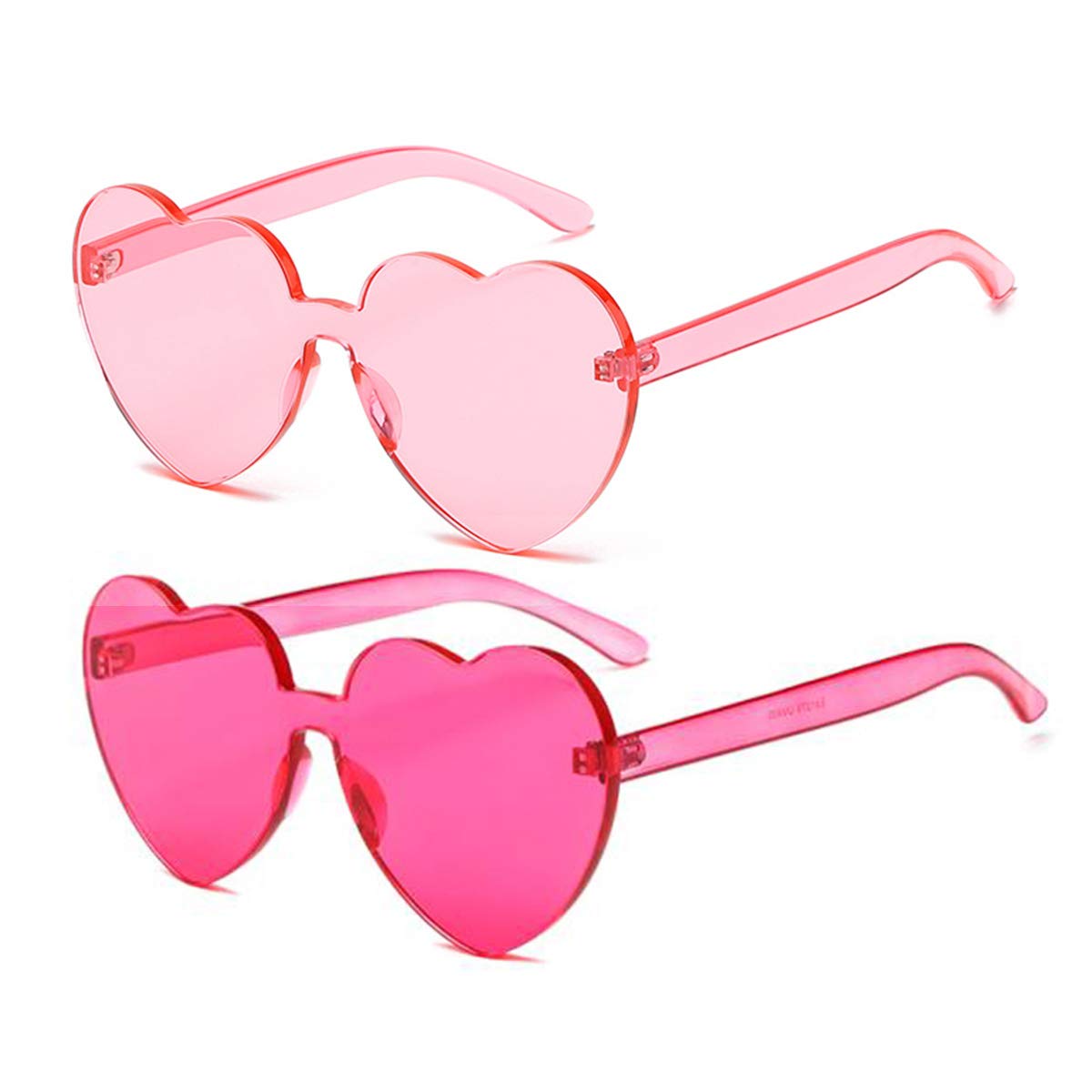 Dollger Heart Shape Sunglasses One Piece Transparent Rimless Candy Color Glasses…