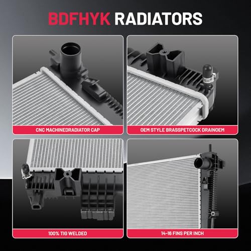 Image of BDFHYK 13641 Aluminum Radiator for Chrysler Pacifica 17-23, Voyager 20-23