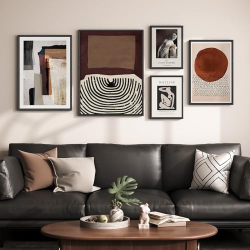 Large Framed Black and White Abstract Wall Art for Living