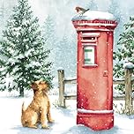 GBCC Charity Christmas Cards Pack of 6 - Charity Christmas Cards with Dog, Robin and Postbox Design - Eco-Friendly Xmas Cards Multipack with Envelopes