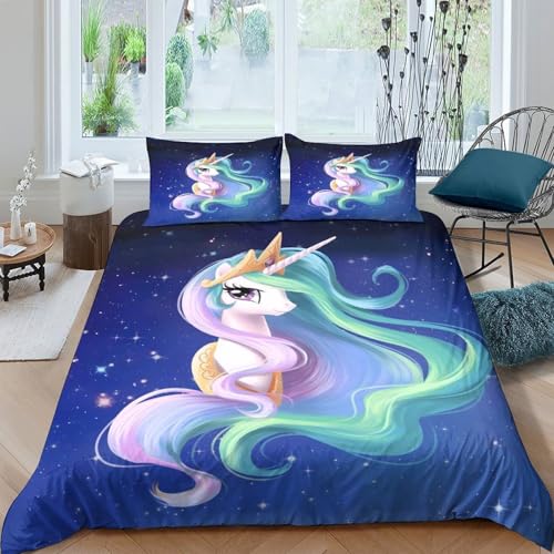 Housse de couette licorne haut de gamme parure lit super king 260x220cm microfibre finition éclair - 4