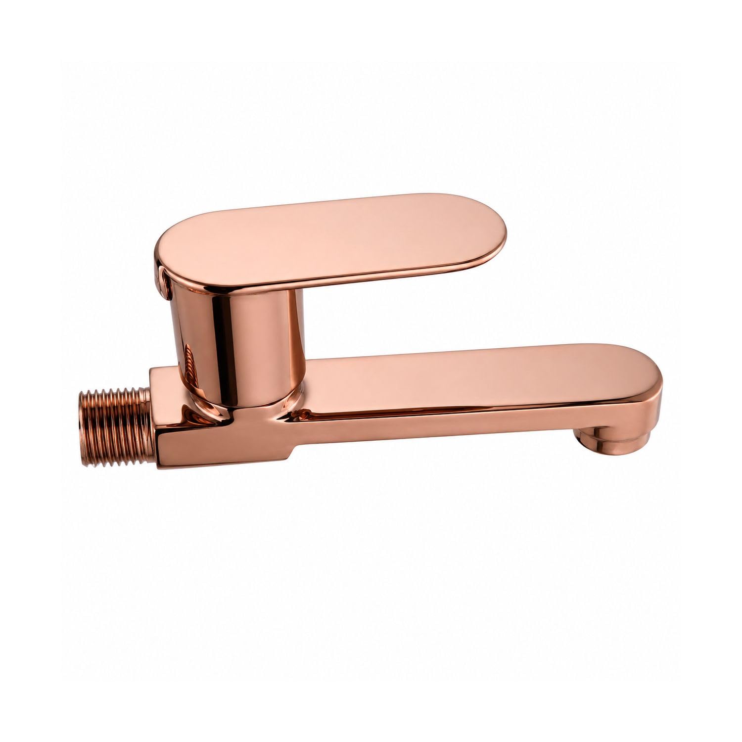 luxury rose gold solid brass bib cock tap (6-inch) | wall mounted long body water tap for bathroom basin, kitchen sink & powder room | modern metallic finish single lever water faucet