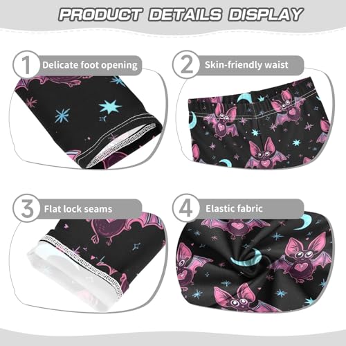 Pink Bat Moon Star Girls Leggings Soft Stretch Workout Yoga Dance Pants for Kids Casual Tights3